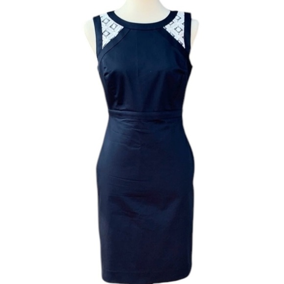 Ann Taylor Navy Sheath With Lace Dress - Picture 1 of 7
